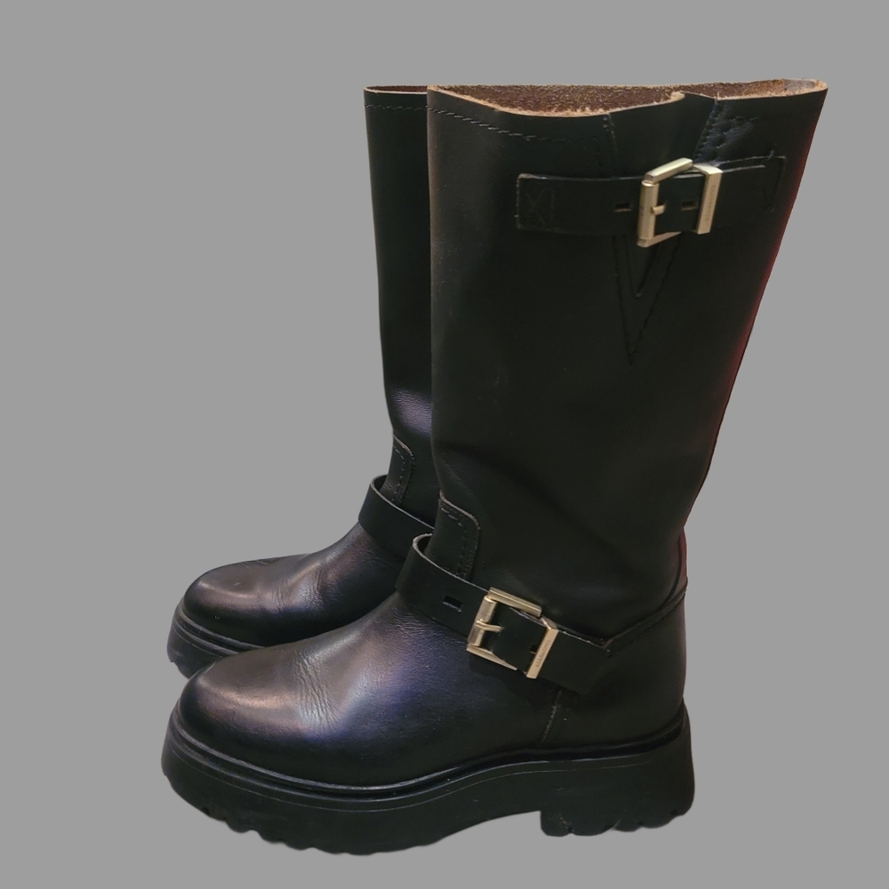 ALL SAINTS Marissa Leather Buckle Biker Boots